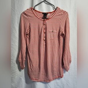 Maternity-H&M Red and White Striped Long Sleeve Top, Size Small